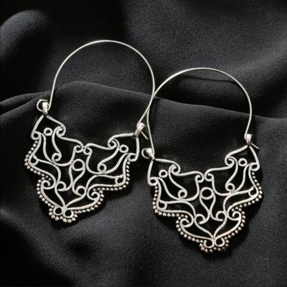 Bohemian mandala dangle earrings large - Picture 2 of 2